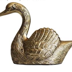 Elegant gold swan figurine. Perfect for home decor.  Antique Brass Jardiniere, Brass Swan Jardiniere Cigarette or ring holder gently, preloved 