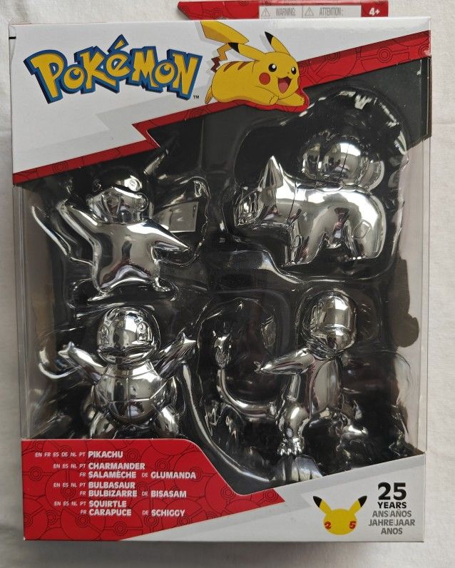 Pokemon 25th Anniversary Silver Figurine 4pk