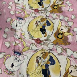 VINTAGE DISNEY BEAUTY AND THE BEAST FLAT SHEET ONLY PRINCESS BELLE BED SHEET