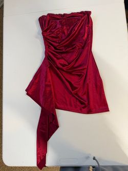 Red Satin Strapless Mini Dress
