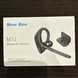 New bee Bluetooth Headset, Wireless Earpiece For Cellphone, Charging Case - NEW