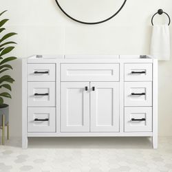 48" Single-Sink Bathroom Vanity Cabinet (No Top Included),90048S-WH