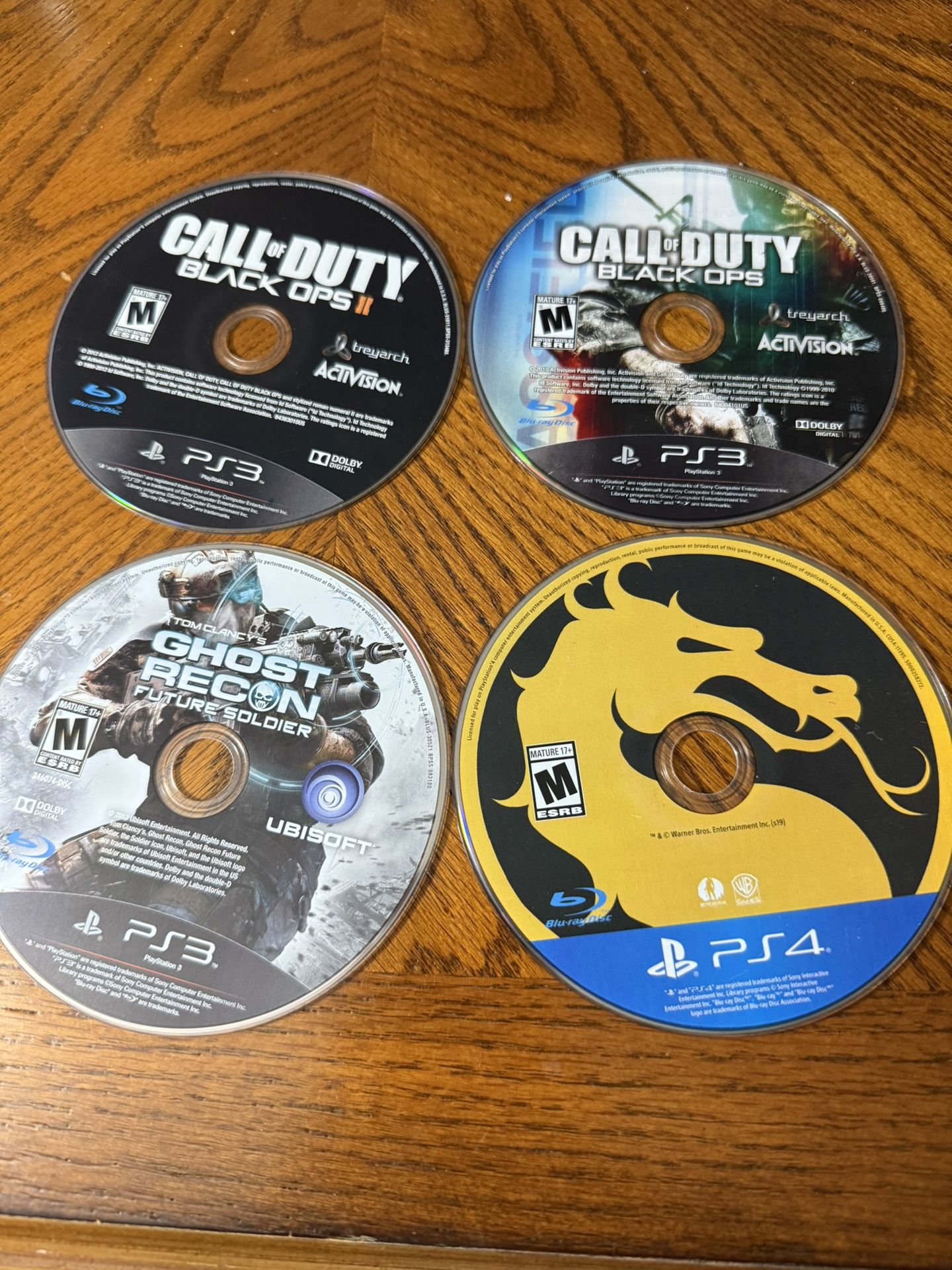 PS3 Call of Duty black ops II  PS3 Call of Duty Black ops   Ghost Recon Future Soldier  PS4 Mortal Combat  Tested   No case