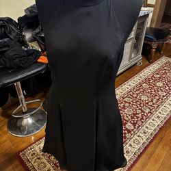 Elegant Jessica Howard Little Black Dress With Rhinestone Black Straps 