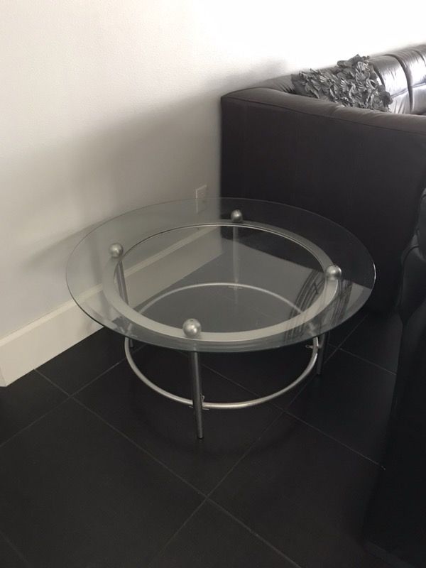 Ethan Allen Brushed Silver Round Coffee Table Glass 38 For Sale In Las Vegas Nv Offerup