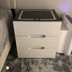 Led Wireless Charging 3 Drawer Night Stand With USB Ports 