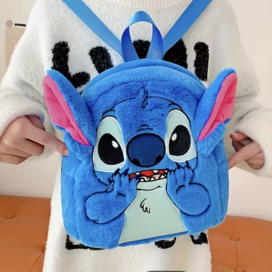 A Disney Stitch Plush Backpack - a Soft Cartoon Character Bag with Adjustable Straps, Lightweight Design Perfect for Travel, Shopping, And Parties, an