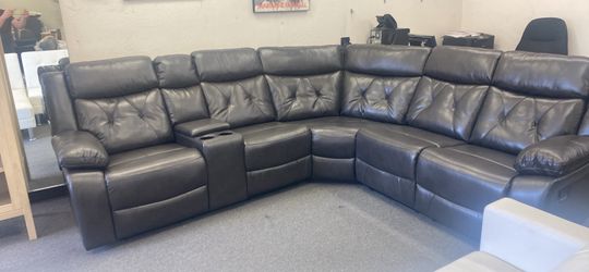 New Reclining Sectional. Grey Leatherette. Free Delivery!