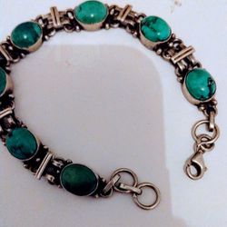 Turquoise And 925 Sterling Silver Bracelet