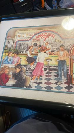 U4 Vintage Rock 'N' Roll Diner Malt Shop Framed Print Retro 1950’s Era P7
