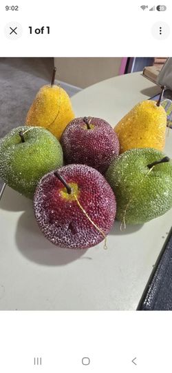 Decorative Faux Fruit Set of 6 Vintage Sugared