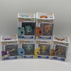 Pokemon Funko - Squirtle, Eevee, Pikachu, Bulbasaur, Charmander - Lot Of 6