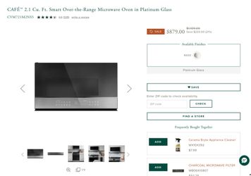 CAFÉ™ 2.1 Cu. Ft. Smart Over-the-Range Microwave Oven in Platinum Glass