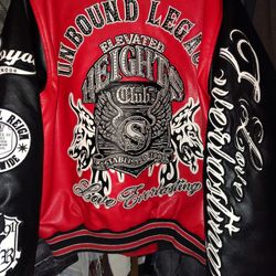 Leather Motorcycle Jacket Diamond Stud Harley Davidson Style Mens Large 