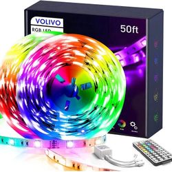 VOLIVO LED Strip Lights 50 FT,Color Changing Led Light Strips Kit with 44 Keys IR Remote Control, Lighting for Bedroom, Room, Home Decoration