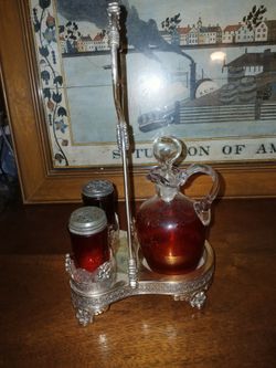 Pelton Bros Quadruple Silver Plate Condiment Caddy