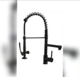 FLG Pull Down Kitchen Sink Faucet With Sprayer Modern Commercial Kitchen Faucet Single Handle Spring Brass Taps Matte Black