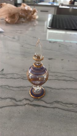 Egyptian Glass Perfume Bottle Purple Gold