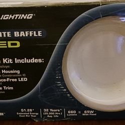 NEW IN BOX LITHONIA LIGHTING 5" WHITE BAFFLE DIMMABLE LED COMPLETE KIT *READ THE DESCRIPTION*