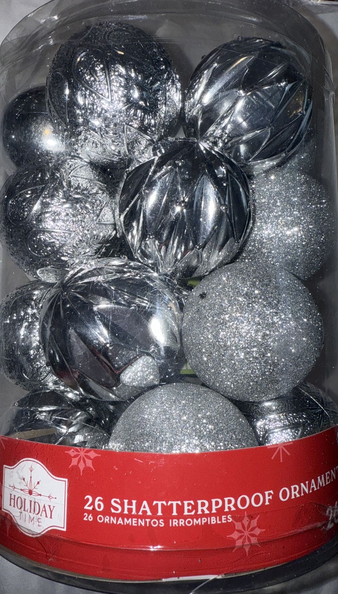 Hangingw Ornament Decorations, Xmas Shatterproof Plastic Balls for Holiday Party Wreath Garlands Trees, Silver Decor Christmas