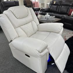 White Leather Recliner 