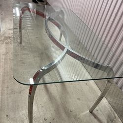 Glass and chrome dinning table