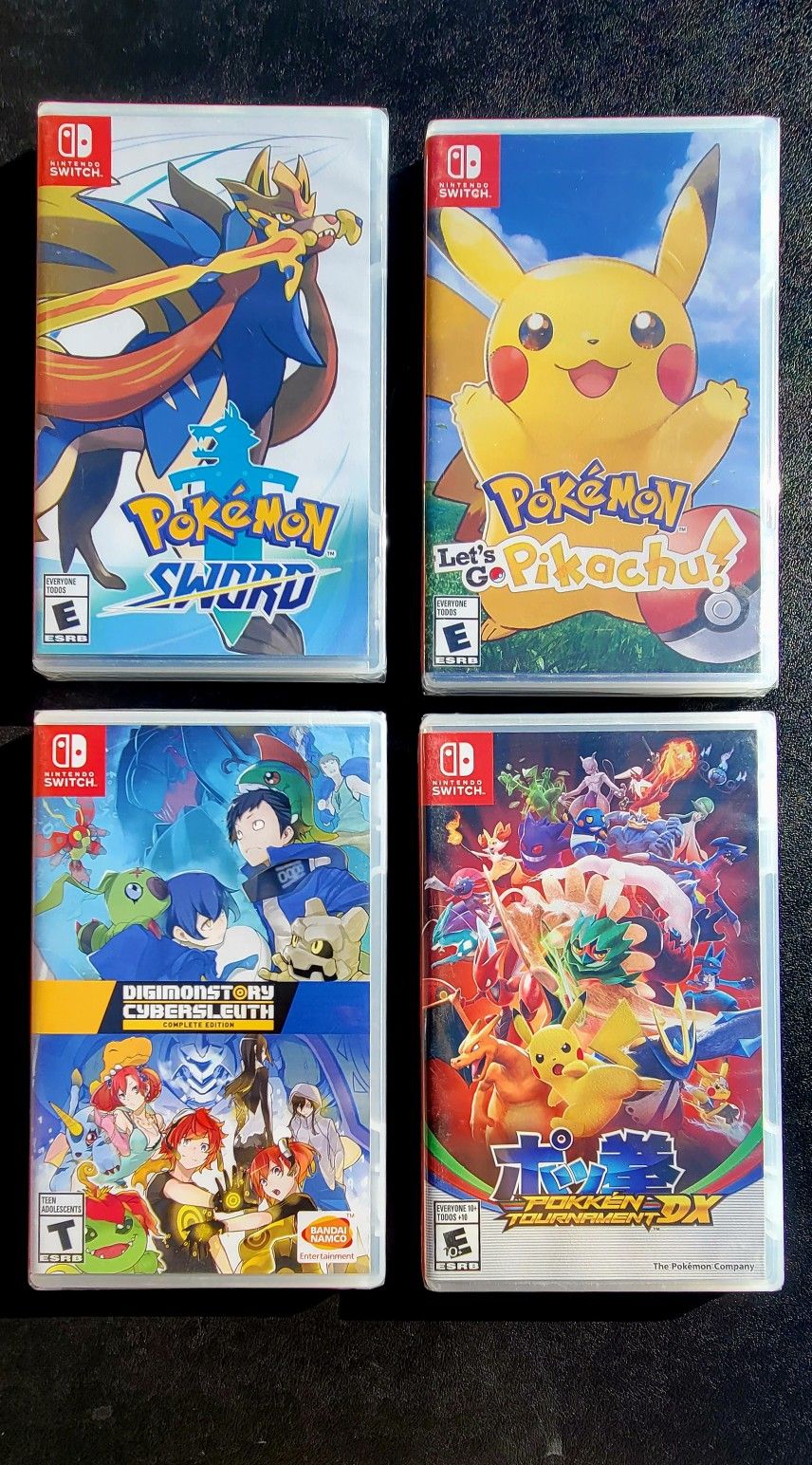 Pokémon Sword, Pokémon Let's Go Pikachu, Pokken Tournament DX,  Digimon Story - Nintendo Switch - New Sealed 