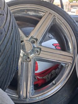 4 Chrome 5-Spoke Aftermarket Wheels with Tires