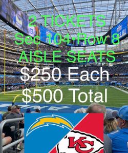 2 Tickets Chargers vs Chiefs SoFi Stadium