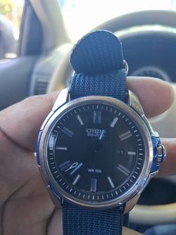 Citizen Eco-drive Men's Black & Blue  Poly Band 45mm Watch Aw1151-04E