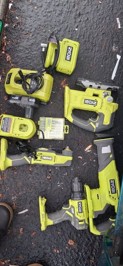Ryobi 18V Cordless Tool Set with Chargers and Battery