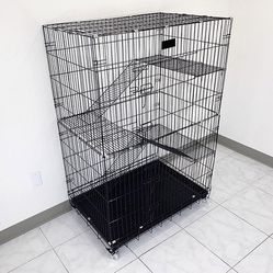 New in box $75 Folding 3-Tier Cat Cage 56” Tall Collapsible Metal Kennel 36x24x56” w/ Tray & Caster 