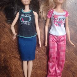 Two "Sleepover" Barbie Dolls By Mattel 