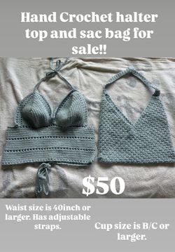 Hand Made Crochet Halter And Sac Bag