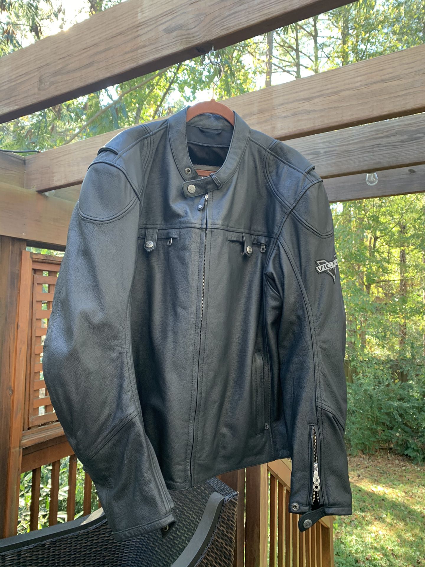Motorcycle Leather Victory Riding Jacket. Like new