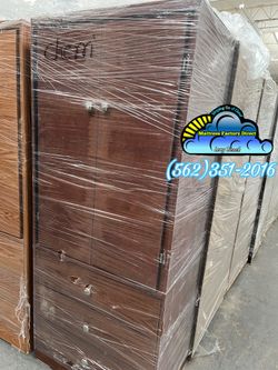 Cherry Tall Wood Dresser Closet 2 Door / 3 Drawer Brand New