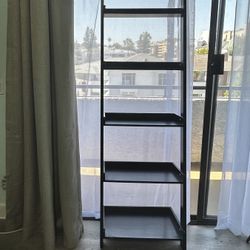 Free 75”x25”x14” Tall Leaning Black Wood Bookcase