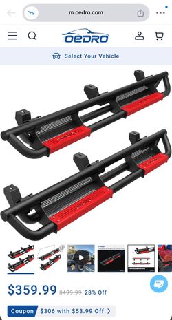 2018-2026 Jeep Wrangler JL 4 Door Black Red OEDRO Running Boards Side Steps