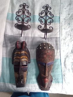 African Mask And Candle Holders Bundle 