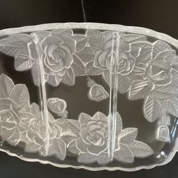 Etched Crystal Sectioned Serving Dish
