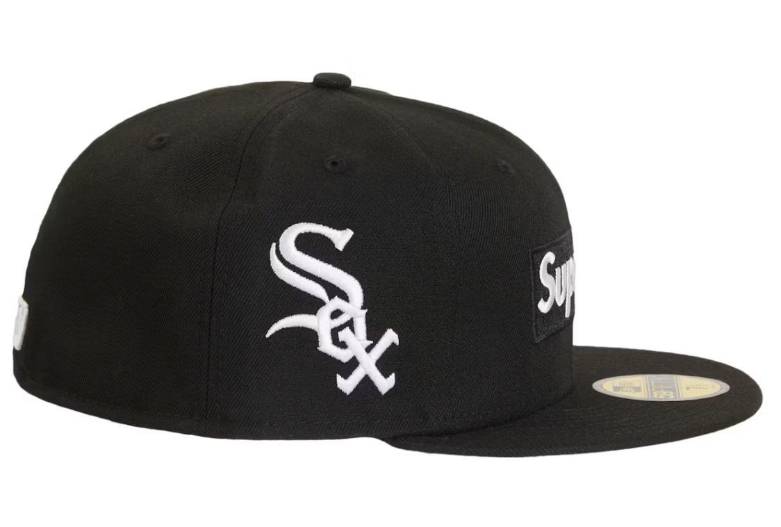SUPREME X MLB Box Logo New Era Cap Black Chicago Sox size 7 1/4
