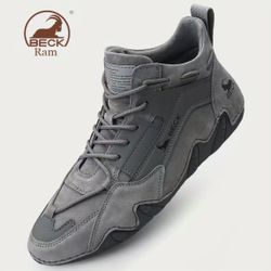 Mens Leather High Top Non Slip Casual Shoes Outdoor Boots motorcycle shoes sneakers