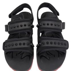 Christian Louboutin Men's Siwa Flat Black Spike Sandals Size 45 Shoes Clothing Accessories Italy Summer Beach Slip On, NO Gucci Versace Nike Adidas Jo