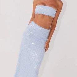 ‘Pepper mayo’ Sequin Fuzzy Maxi Skirt