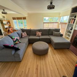 Sectional Sleeper Sofa from Living Spaces + Ottoman + Queen Mattress 