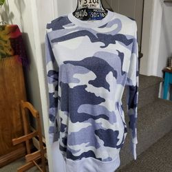 PURPLE, BLACK, & WHITE CAMOUFLAGE PRINT CREWNECK SWEATSHIRT!