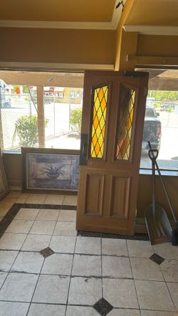 Vintage door stain window glass