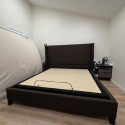 King Brown Fabric / Upholstered Bed | Adjustable Base Compatible