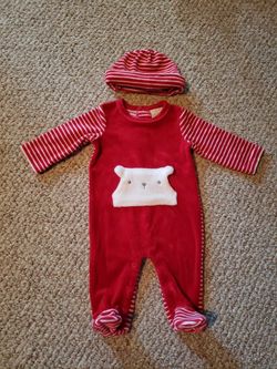 Red Velour Christmas Outfit Size 0-3 & 3-6 M First IMPRESSIONS By Macy's