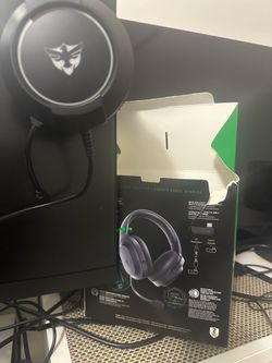 Monitor with mouse, keyboard and headphone